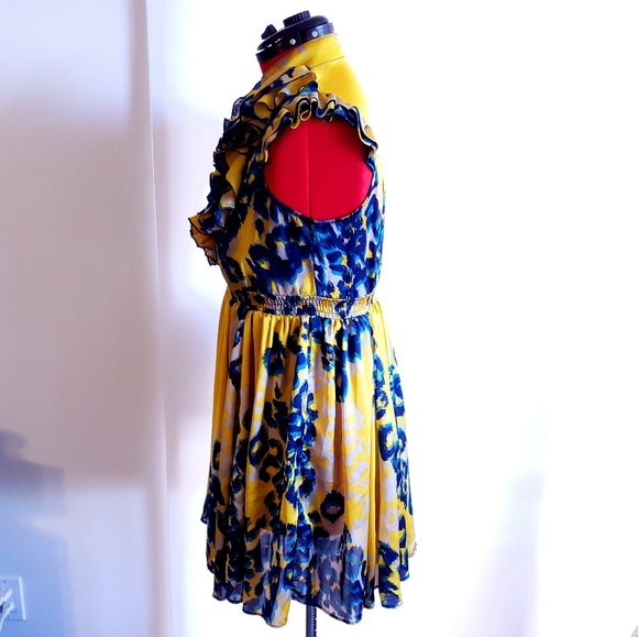 Forever21 Ruffled Abstract Leopard Print Dress - L - Picture 2 of 4